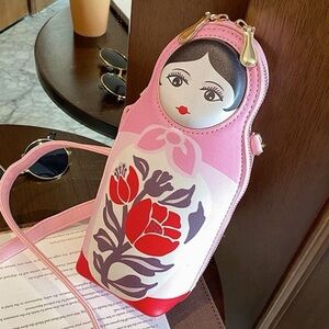Pink and Red Matryoshka Doll Crossbody Bag